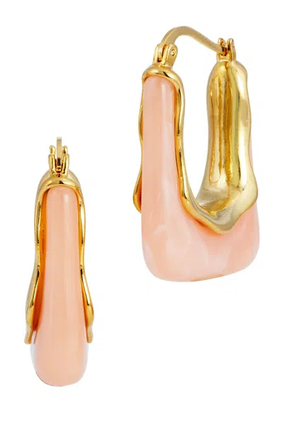 Savvy Cie Jewels 18k Gold Plated Brown Resin Earrings