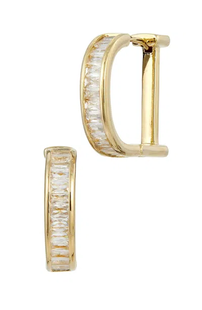 Savvy Cie Jewels 18k Gold Plated Channel Set Baguette Hoop Earring In Yellow