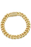 Savvy Cie Jewels 18k Gold Plated Cuban Link Bracelet With A Cz Clasp Accent In Yellow