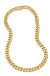 Savvy Cie Jewels 18k Gold Plated Cuban Link Necklace With A Cz Clasp Accent In Yellow