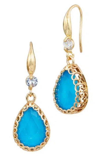 SAVVY CIE JEWELS SAVVY CIE JEWELS 18K GOLD PLATED CUBIC ZIRCONIA & RESIN DROP EARRINGS