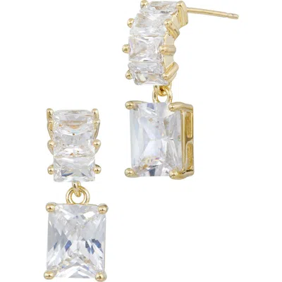 Savvy Cie Jewels 18k Gold Plated Cubic Zirconia Drop Earrings In Yellow