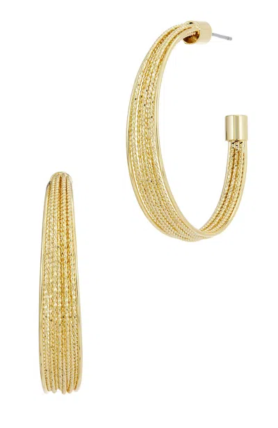 Savvy Cie Jewels 18k Gold Plated Diamond Cut Large Hoop Earrings In Yellow