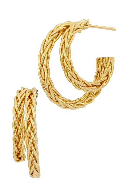 Savvy Cie Jewels 18k Gold Plated Double Rope "c" Hoop Earrings In Burgundy