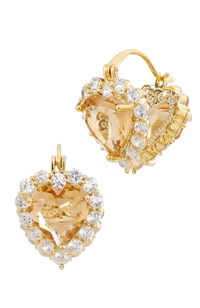 Savvy Cie Jewels 18k Gold Plated Double Sided Heart Earrings In Yellow