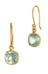 Savvy Cie Jewels 18k Gold Plated Green Amethyst 3.00 Carat French Wire Earrings
