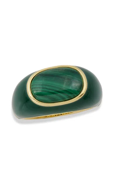 Savvy Cie Jewels 18k Gold Plated Green Enamel In Multi