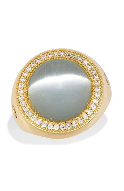 SAVVY CIE JEWELS 18K GOLD PLATED GREEN RING ADJUSTABLE