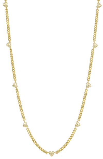 Savvy Cie Jewels 18k Gold Plated Heart Station Necklace In Multi