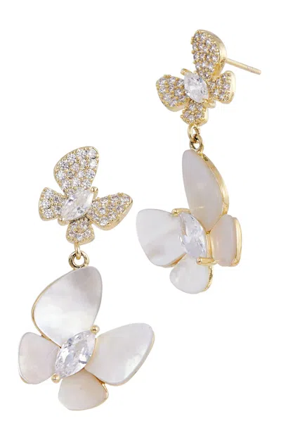 Savvy Cie Jewels 18k Gold Plated Mother Of Pearl Drop Star Earrings