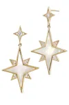 Savvy Cie Jewels 18k Gold Plated Mother Of Pearl Drop Star Earrings In Gold