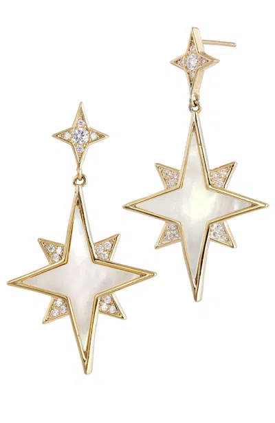 Savvy Cie Jewels 18k Gold Plated Mother Of Pearl Drop Star Earrings