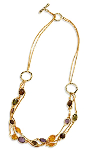 Savvy Cie Jewels 18k Gold Plated Multi-strand Multi Color Necklace