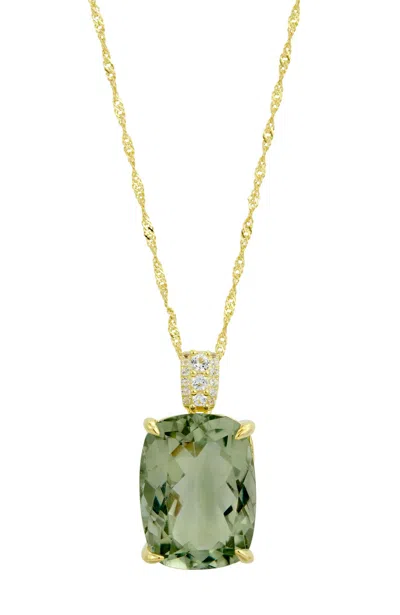 Savvy Cie Jewels 18k Gold Plated Over Sterling Silver 20mmx15mm Citrine 20.00gtw Pendant With Chain In Green