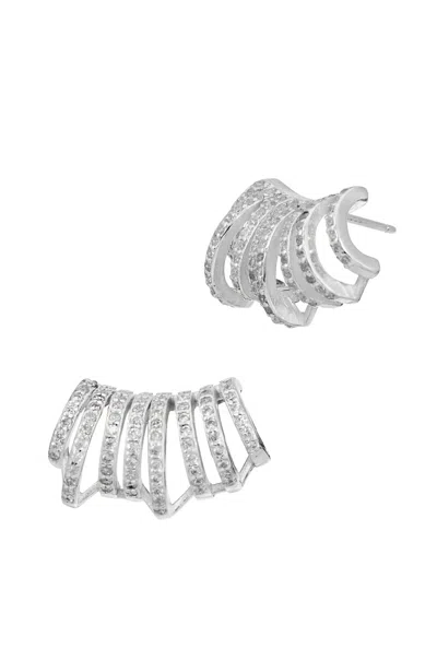 Savvy Cie Jewels 18k Gold Plated Over Sterling Silver .925 Multi Strand Cz Earrings