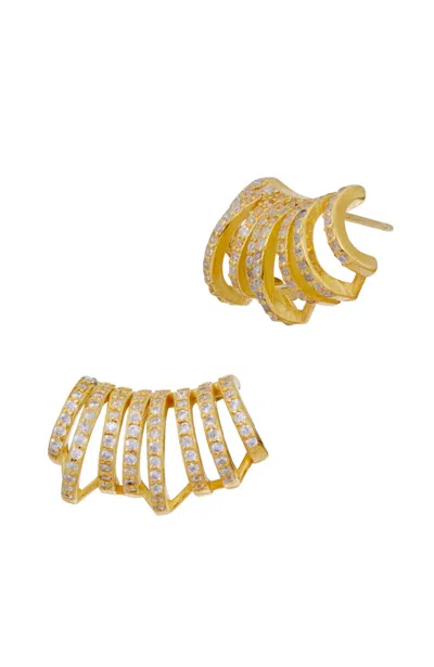 Savvy Cie Jewels 18k Gold Plated Over Sterling Silver .925 Multi Strand Cz Earrings