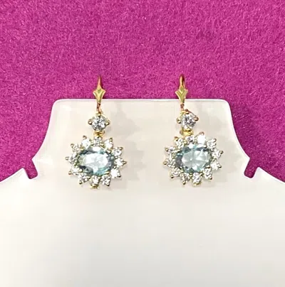 Savvy Cie Jewels 18k Gold Plated Over Sterling Silver Blue Topaz Halo Drop Earring