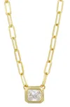 Savvy Cie Jewels 18k Gold Plated Paperclip Necklace Champagne Center In Gold/white