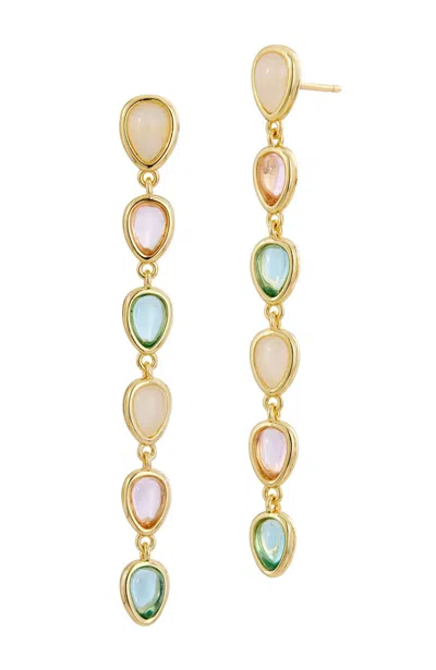 Savvy Cie Jewels 18k Gold Plated Pastel Cabochon Cz Drop Earrings In Multi