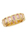 Savvy Cie Jewels 18k Gold Plated Pink Cz Bezel Eternity Band Ring In Gold