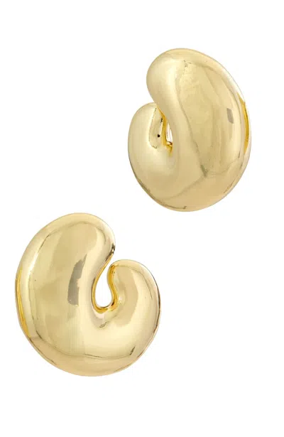Savvy Cie Jewels 18k Gold Plated Puffy Fashion Statement Earrings In Yellow