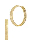 Savvy Cie Jewels 18k Gold Plated Ribbed 1.40" Hoop Earrings In Multi