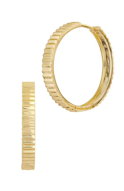 Savvy Cie Jewels 18k Gold Plated Ribbed 1.40" Hoop Earrings In Multi