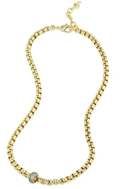 Savvy Cie Jewels 18k Gold Plated Rounde Franco With Pave Rhondelle Necklace In Yellow