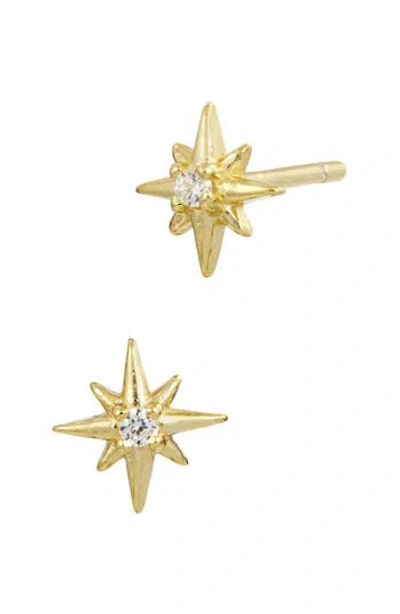 Savvy Cie Jewels 18k Gold Plated Sterling Silver Cz Mini Starburst Stud Earrings
