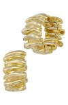 Savvy Cie Jewels 18k Gold Plated Wavy Huggie Hoop Earrings In Gold