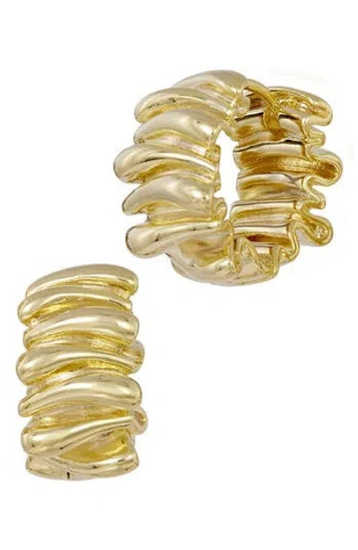 Savvy Cie Jewels 18k Gold Plated Wavy Huggie Hoop Earrings In Yellow
