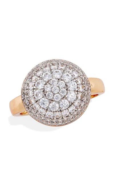 Savvy Cie Jewels 18k Gold Plated White Pave Dome Bold Statement Ring In Multi