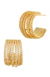 Savvy Cie Jewels 18k Gold Plated Wide Cz Half Hoop Earrings In Yellow