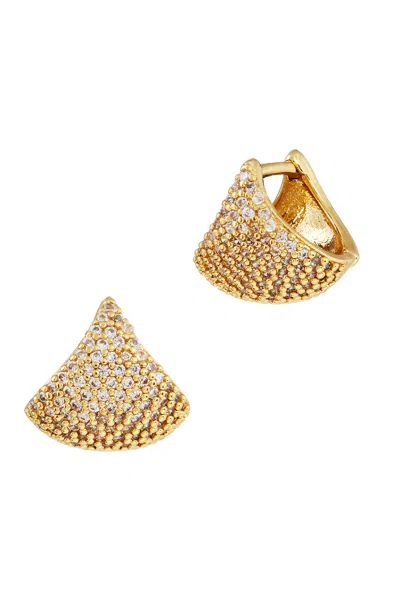 Savvy Cie Jewels 18k Gold Sterling Silver Fan Cz Earrings