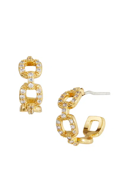 Savvy Cie Jewels 18k Gold Sterling Silver White Cz Hoop Earrings