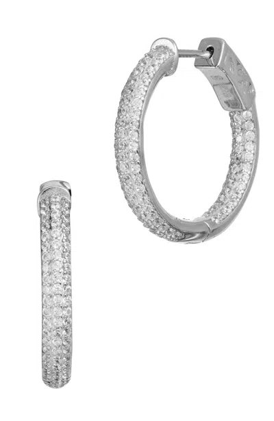 Savvy Cie Jewels 18k Gold Vermeil 1" Inside Out Hoop Earrings In White