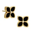 Savvy Cie Jewels 18k Gold Vermeil Agate Stud In Black