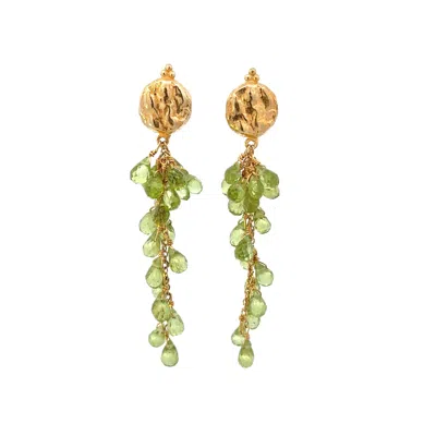 Savvy Cie Jewels 18k Gold Vermeil Faceted Crystal Earrings In Green