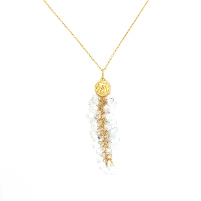 Savvy Cie Jewels 18k Gold Vermeil Faceted Green Amethyst Pendant Necklace In Silver