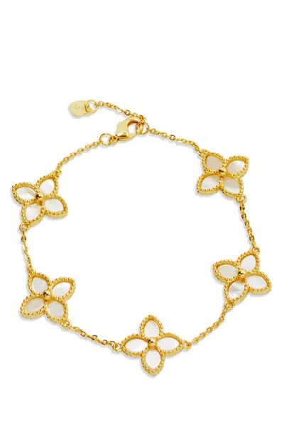 Savvy Cie Jewels 18k Gold Vermeil Flower Bracelet In Yellow