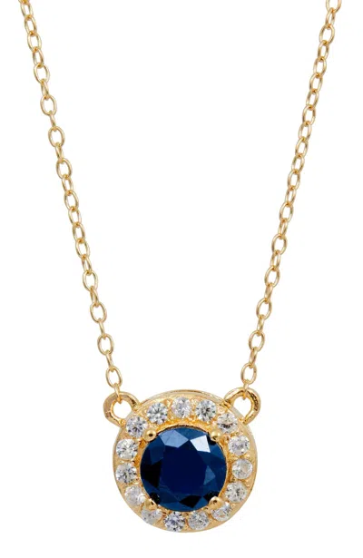 Savvy Cie Jewels 18k Gold Vermeil Over Sterling Silver Natural Blue Sapphire And White Cz Pendant Necklace In Multi