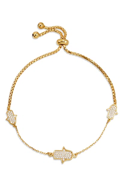 Savvy Cie Jewels 18k Gold Vermeil White Cz Hamsa Pull Bracelet