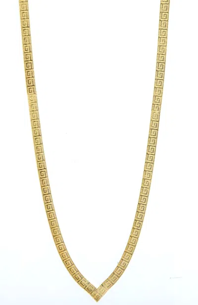 Savvy Cie Jewels 18k Italian Gold Plated Handmade Greek Key Reversible Necklace In Yellow