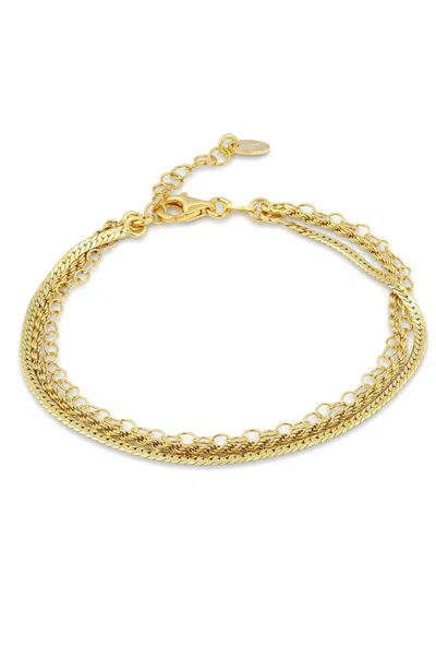 Savvy Cie Jewels 18k Italian Yellow Gold Plated Over Sterling Silver .925 Multi Chain Bracelet