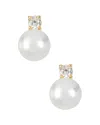 Savvy Cie Jewels 18k Over Gold 10mm Pearl & Cz Earrings