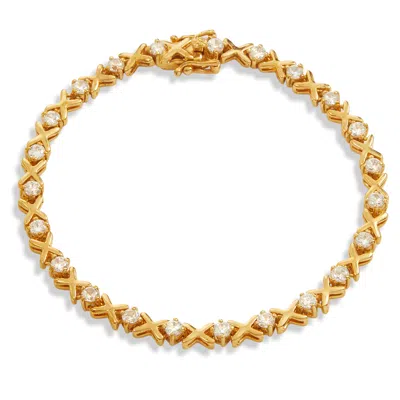 Savvy Cie Jewels 18k Rose Hug And Kisses Tennis Bracelet In Gold