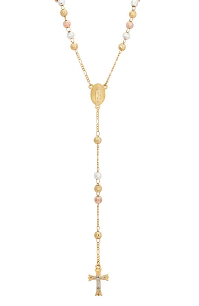 Savvy Cie Jewels 18k Tricolor Gold Plated Diamond Cut Rosary In Multi