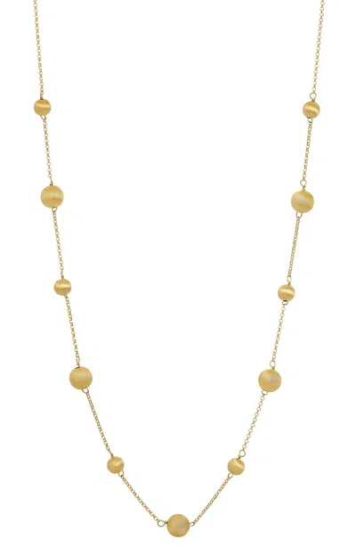 Savvy Cie Jewels 18k Yellow Gold Over Sterling Silver .925 Italian Ball Station Necklace 18" In Brown