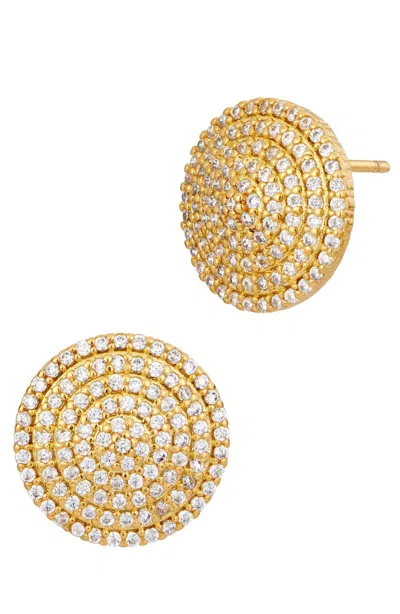 Savvy Cie Jewels 18k Yellow Gold Plated 14mm Pave Cz Stud Earrings
