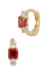 Savvy Cie Jewels 18k Yellow Gold Plated Birthstone Huggie Earrings In Gold